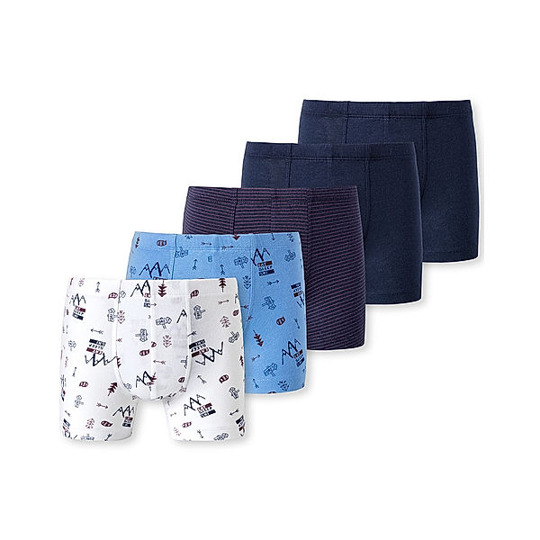 Schiesser Boxershorts NATURALE PATTERN 5er-Pack in blau/weiss