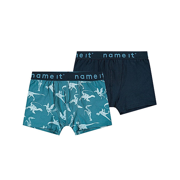 name it Boxershorts NKMBOXER – DINO 2er-Pack in petrol/dunkelblau