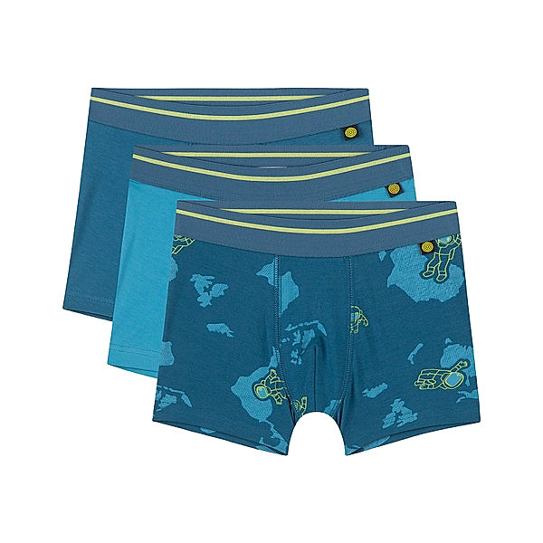 Sanetta Boxershorts PLANET EARTH 3er-Pack in blue ashes