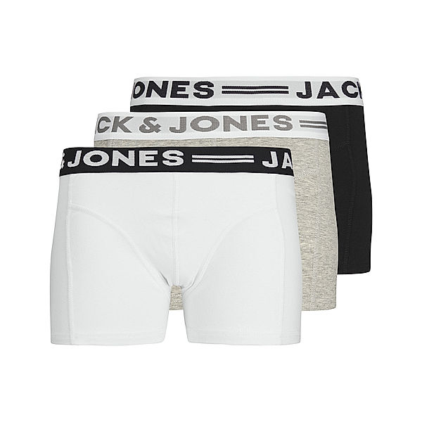 JACK & JONES Boxershorts SENSE TRUNKS 3er Pack in weiß/grau/schwarz