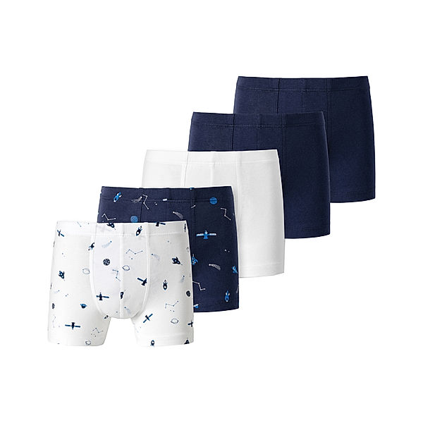 Schiesser Boxershorts SPACE 5er-Pack in dunkelblau/weiß