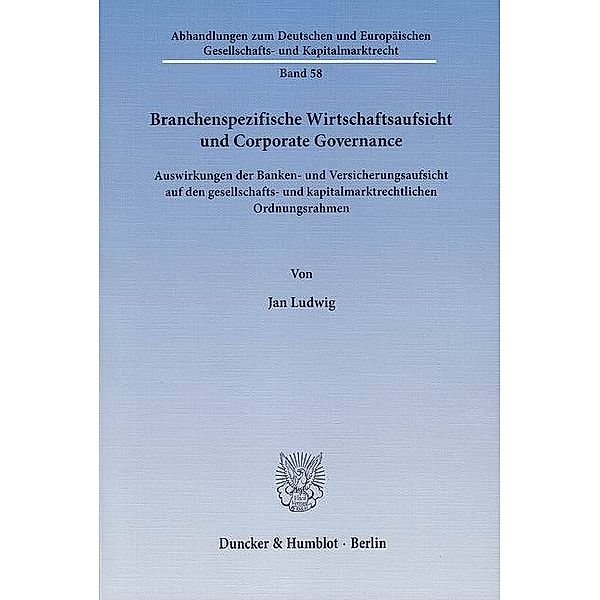 Branchenspezifische Wirtschaftsaufsicht und Corporate Governance., Jan Ludwig