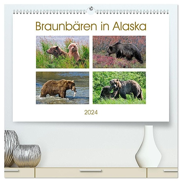 Braunbären in Alaska (hochwertiger Premium Wandkalender 2024 DIN A2 quer), Kunstdruck in Hochglanz, Dieter Wilczek