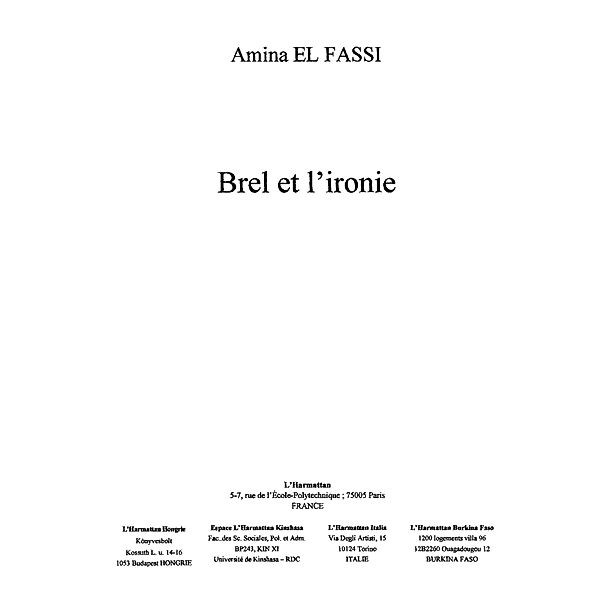 Brel et l'ironie / Hors-collection, El Fassi Amina