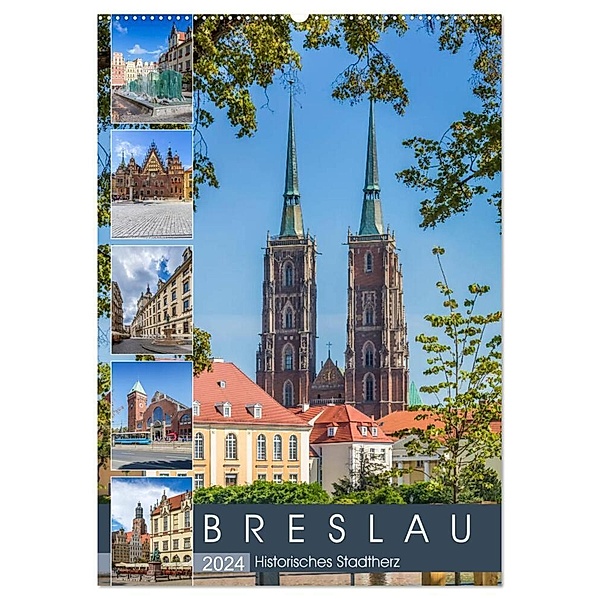 BRESLAU Historisches Stadtherz (Wandkalender 2024 DIN A2 hoch), CALVENDO Monatskalender, Melanie Viola