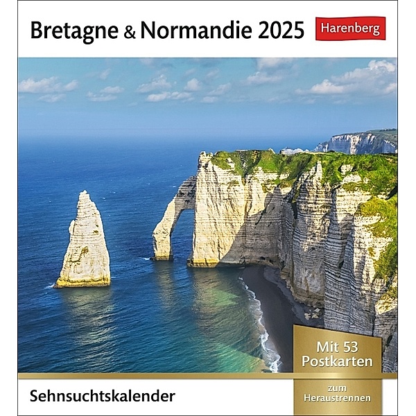 Bretagne & Normandie Sehnsuchtskalender 2025 - Wochenkalender mit 53 Postkarten
