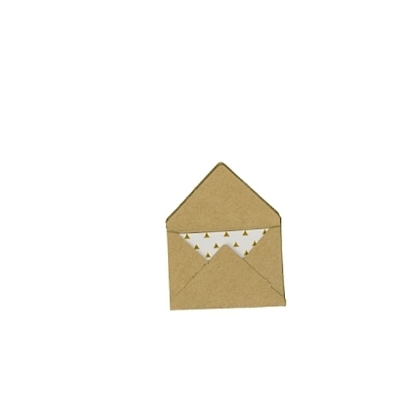 Briefpapier-Set MINI, Umschläge: Kraftpapier Natur, Karten: Goldgemustert