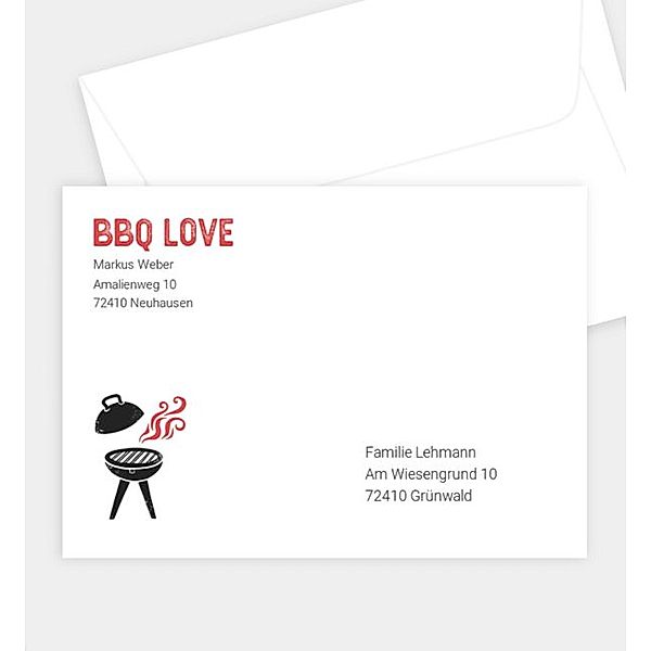 Briefumschlag BBQ Grillfest, B6 Briefumschlag gerade (176 x 125mm)