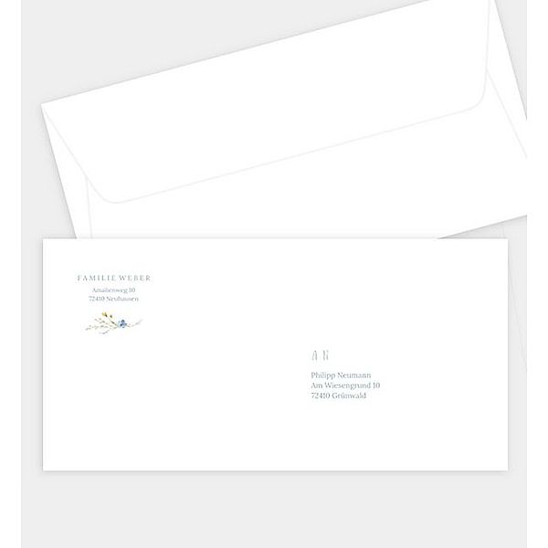 Briefumschlag Blütentaufe, DIN lang Briefumschlag gerade (220 x 110mm)