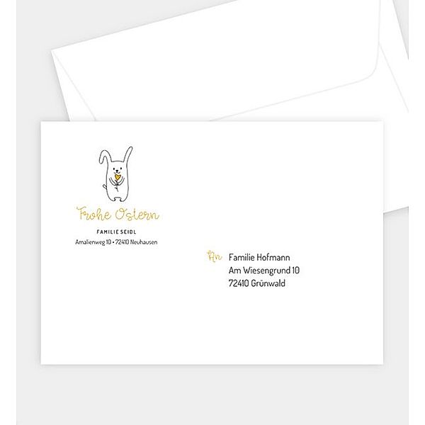 Briefumschlag Bunny Friends · Ausmalkarte, B6 Briefumschlag gerade (176 x 125mm)
