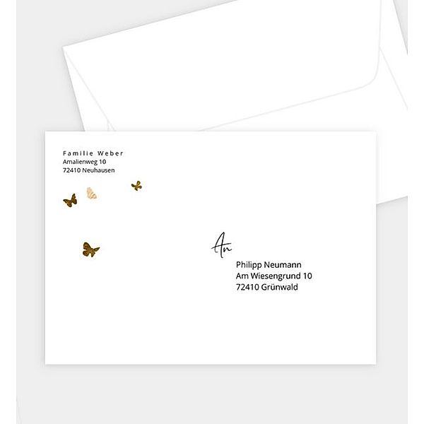 Briefumschlag butterfly, C6 Briefumschlag gerade (162 x 114mm)