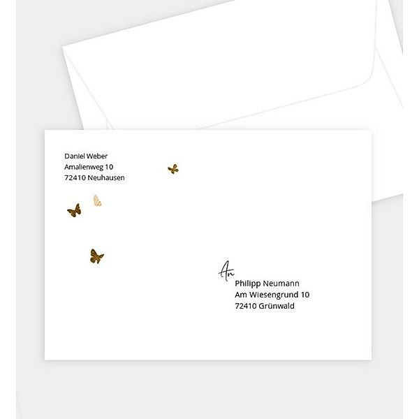Briefumschlag Butterfly, C6 Briefumschlag gerade (162 x 114mm)