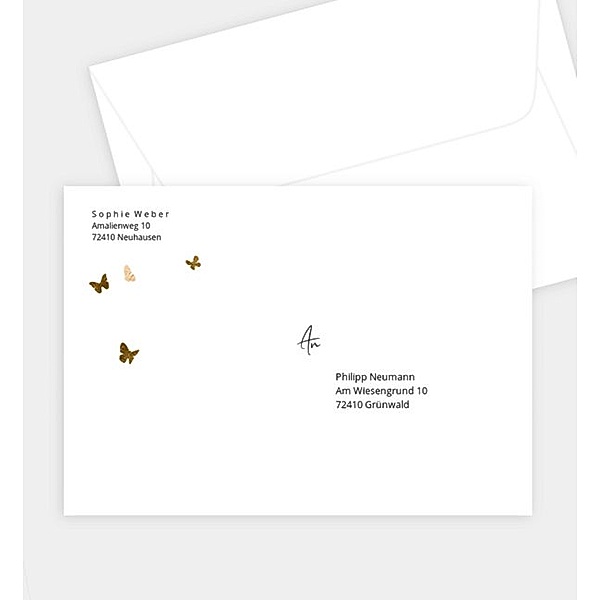 Briefumschlag Butterfly, C6 Briefumschlag gerade (162 x 114mm)
