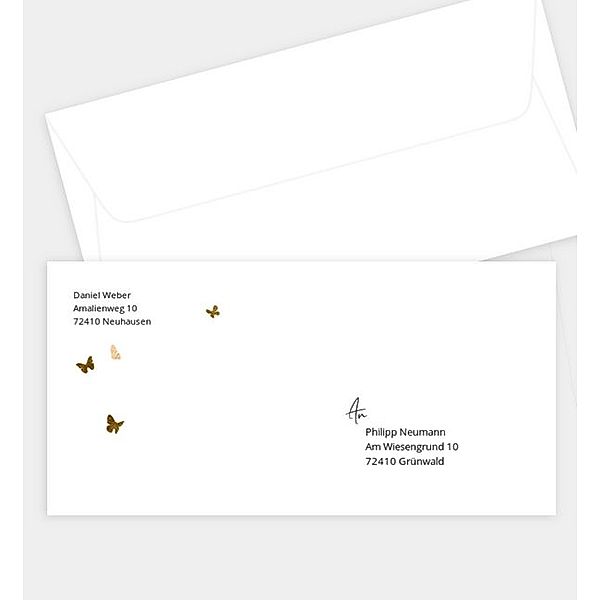 Briefumschlag Butterfly, DIN lang Briefumschlag gerade (220 x 110mm)