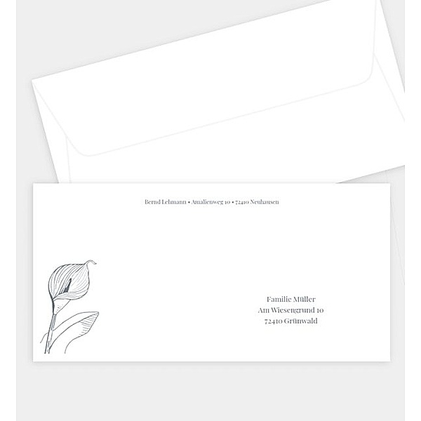 Briefumschlag Calla Illustrativ, DIN lang Briefumschlag gerade (220 x 110mm)