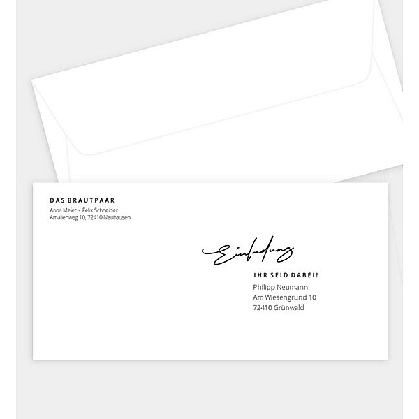 Briefumschlag Contemporary Wedding, DIN lang Briefumschlag gerade (220 x 110mm)