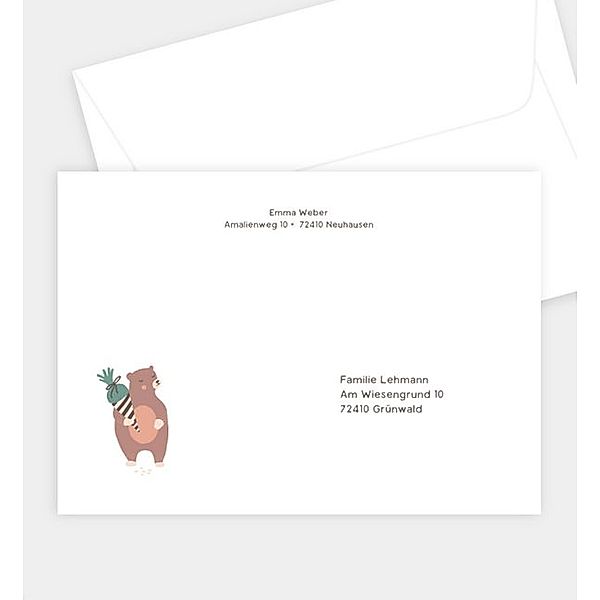 Briefumschlag Cute animals - Bear, B6 Briefumschlag gerade (176 x 125mm)
