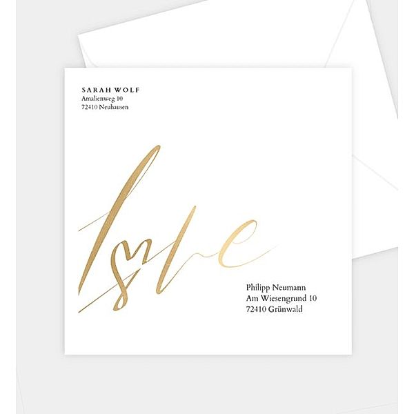 Briefumschlag Elegant Love, Briefumschlag spitz (160 x 160mm)