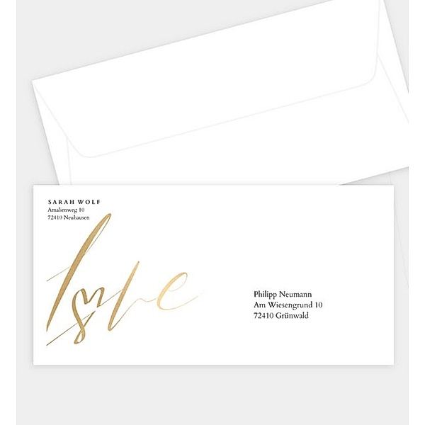 Briefumschlag Elegant Love, DIN lang Briefumschlag gerade (220 x 110mm)