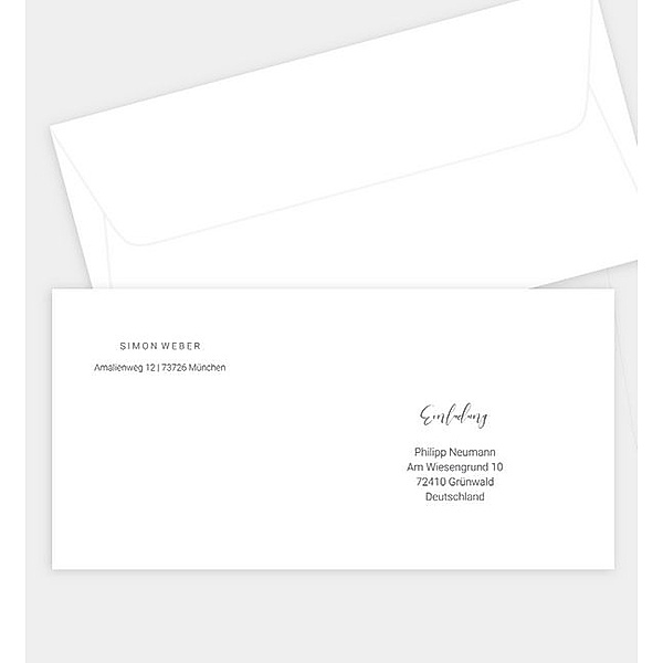 Briefumschlag Elegante, DIN lang Briefumschlag gerade (220 x 110mm)