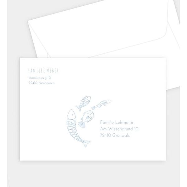 Briefumschlag Fischschwarm, C6 Briefumschlag gerade (162 x 114mm)
