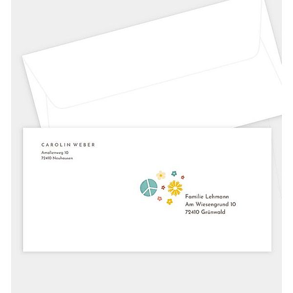 Briefumschlag Flower Power, DIN lang Briefumschlag gerade (220 x 110mm)