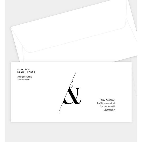 Briefumschlag & für immer, DIN lang Briefumschlag gerade (220 x 110mm)