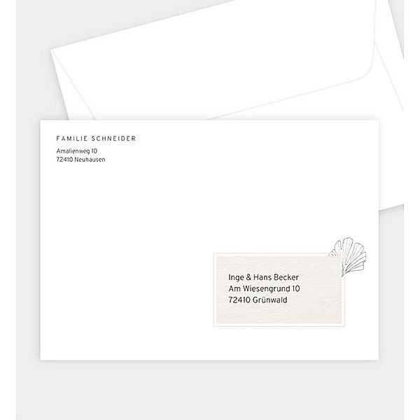 Briefumschlag Ginkoblatt, B6 Briefumschlag gerade (176 x 125mm)