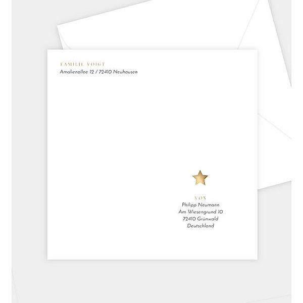 Briefumschlag Golden Star, Briefumschlag spitz (155 x 155mm)