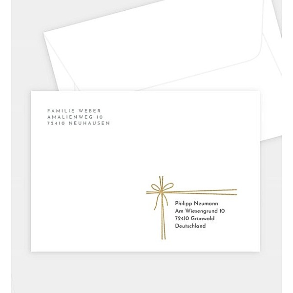 Briefumschlag Goldene Schleife, C6 Briefumschlag gerade (162 x 114mm)