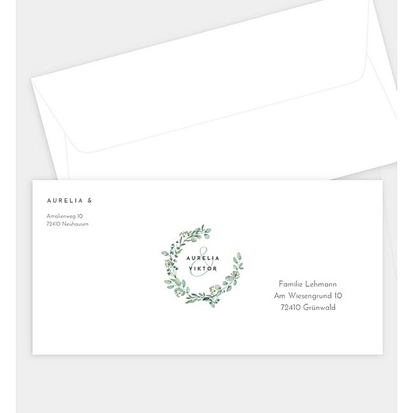 Briefumschlag Green Love, DIN lang Briefumschlag gerade (220 x 110mm)