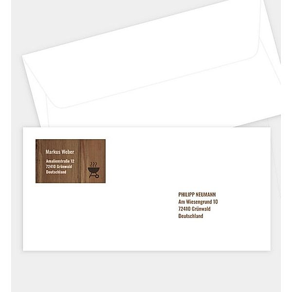 Briefumschlag Grillparty, DIN lang Briefumschlag gerade (220 x 110mm)