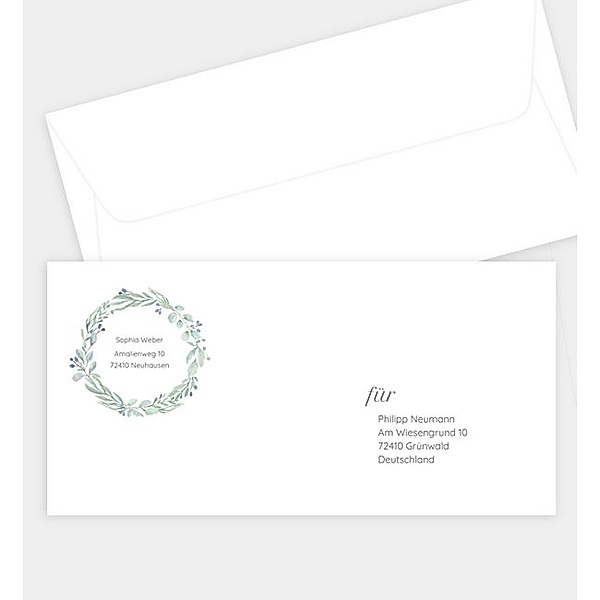 Briefumschlag Grüner Kranz, DIN lang Briefumschlag gerade (220 x 110mm)