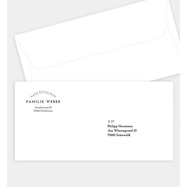 Briefumschlag Hallo kleine Welt, DIN lang Briefumschlag gerade (220 x 110mm)