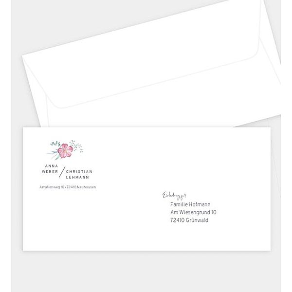 Briefumschlag Helles Bouquet · Vintage, DIN lang Briefumschlag gerade (220 x 110mm)