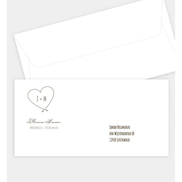 Briefumschlag Herzblatt, DIN lang Briefumschlag gerade (220 x 110mm)