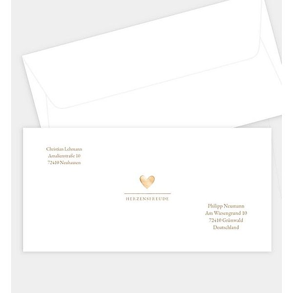 Briefumschlag Herzensfreude · Crafty, DIN lang Briefumschlag gerade (220 x 110mm)