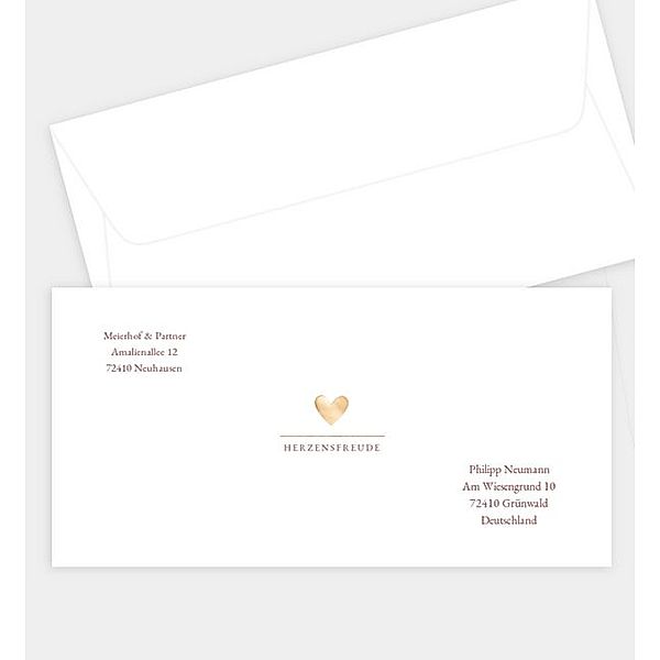 Briefumschlag Herzensfreude, DIN lang Briefumschlag gerade (220 x 110mm)