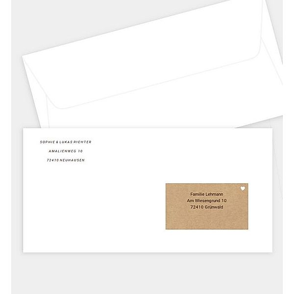 Briefumschlag Herzenssache, DIN lang Briefumschlag gerade (220 x 110mm)