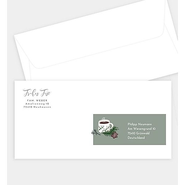 Briefumschlag Hygge Tree · Crafty, DIN lang Briefumschlag gerade (220 x 110mm)
