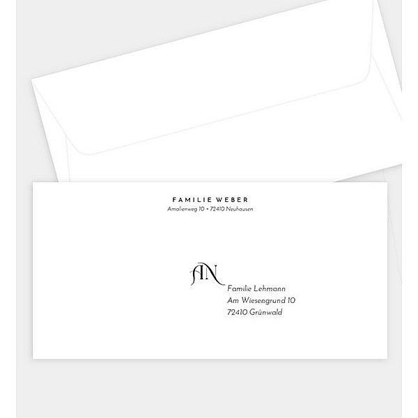 Briefumschlag Initiale, DIN lang Briefumschlag gerade (220 x 110mm)