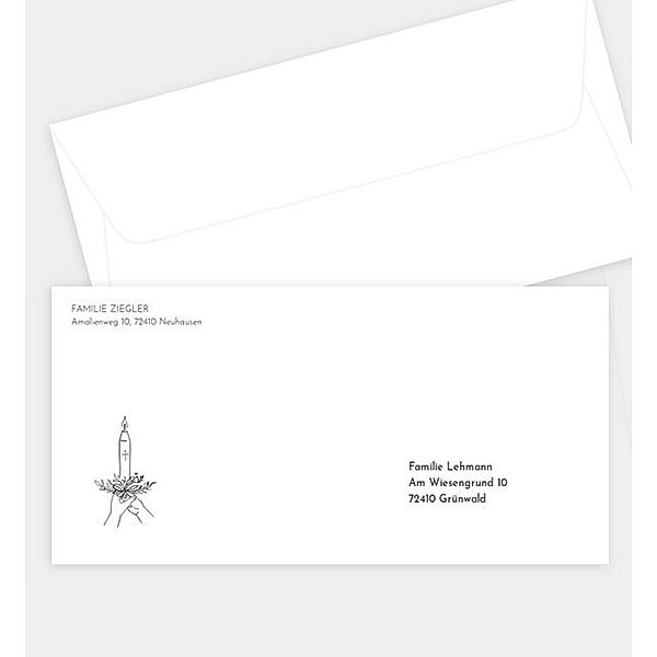 Briefumschlag Kerze, DIN lang Briefumschlag gerade (220 x 110mm)