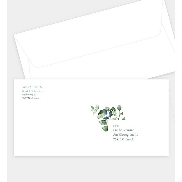 Briefumschlag Minty Flower, DIN lang Briefumschlag gerade (220 x 110mm)