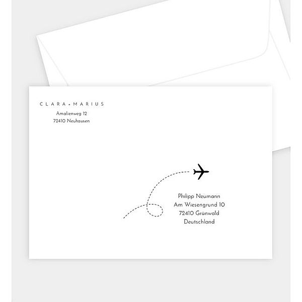Briefumschlag Mit Dir fliegen, B6 Briefumschlag gerade (176 x 125mm)
