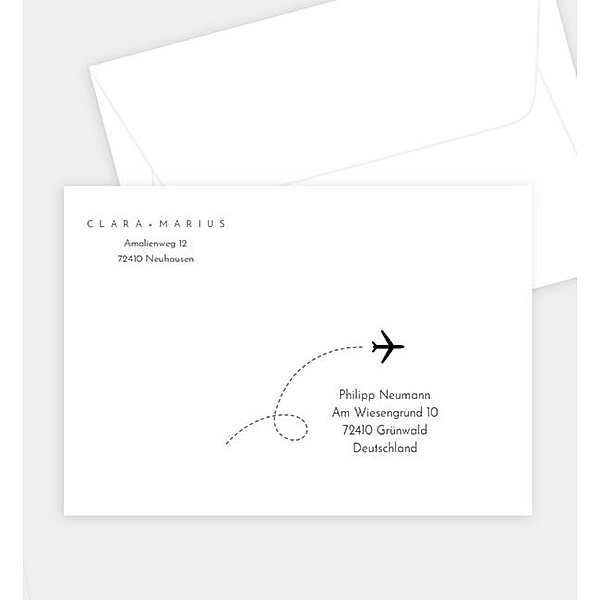 Briefumschlag Mit Dir fliegen, C6 Briefumschlag gerade (162 x 114mm)