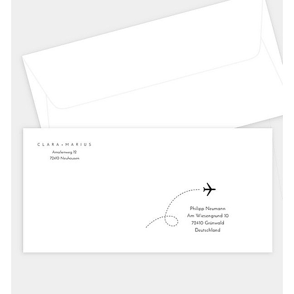 Briefumschlag Mit Dir fliegen, DIN lang Briefumschlag gerade (220 x 110mm)