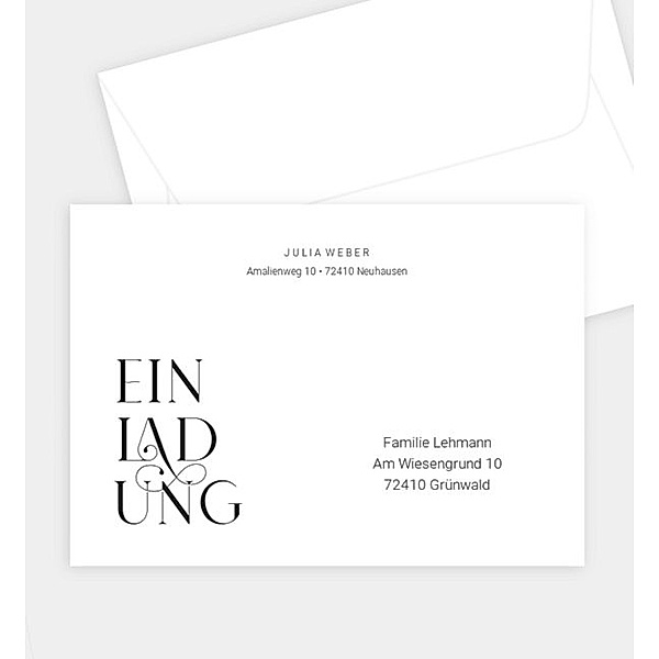 Briefumschlag Modern Font, C6 Briefumschlag gerade (162 x 114mm)