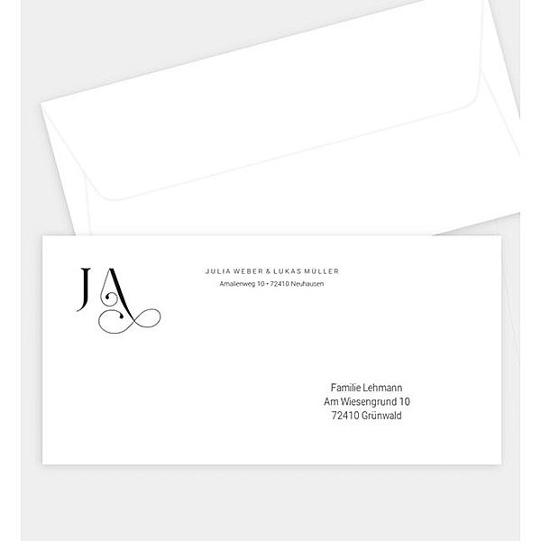 Briefumschlag Modern Font, DIN lang Briefumschlag gerade (220 x 110mm)