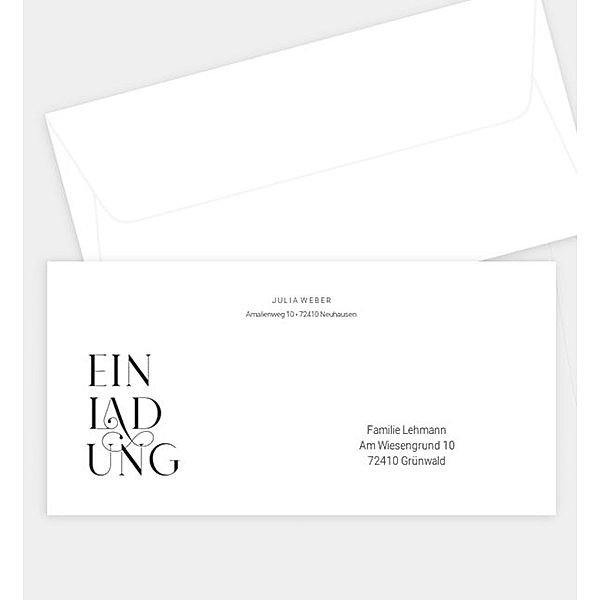 Briefumschlag Modern Font, DIN lang Briefumschlag gerade (220 x 110mm)
