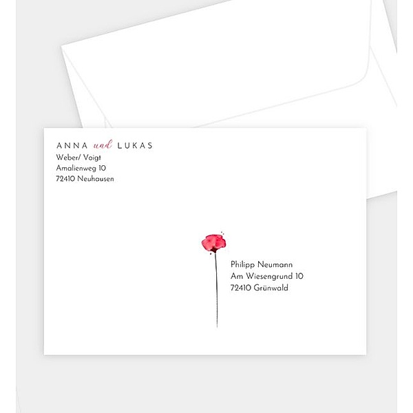 Briefumschlag Mohnblüte, C6 Briefumschlag gerade (162 x 114mm)